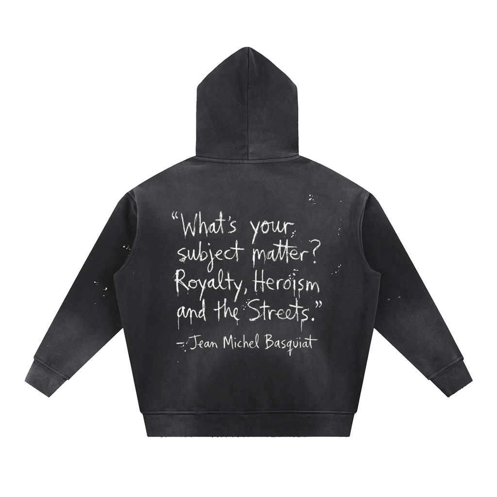 Vintage Washed Frayed Fleece Hoodie